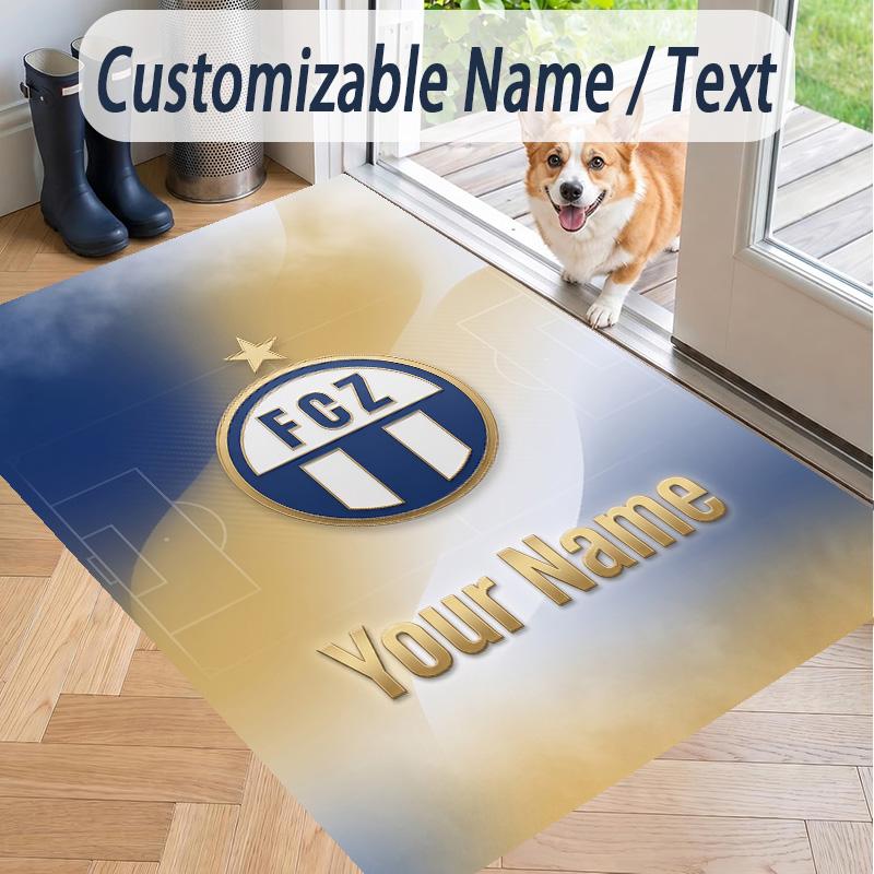 Custom Text Printed Rug FC Zürich Non Slip Floor Carpet For Home Room Decor