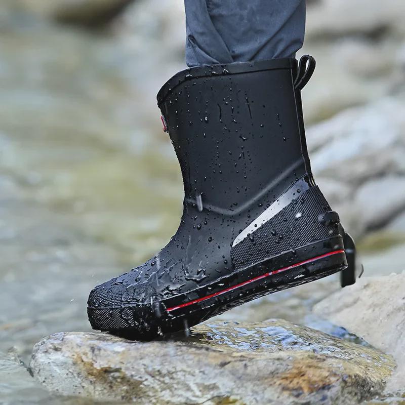 2024 Férfi Vízálló Csúszásgátló Koreai Stílusú Középszárú Esőcipő