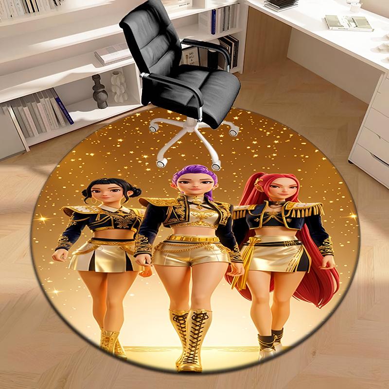 1pc K-Pop Supernatural Theme Round Carpet Painted Printed Circular Carpet, Home Door Mat, Outdoor Travel Protection Carpet