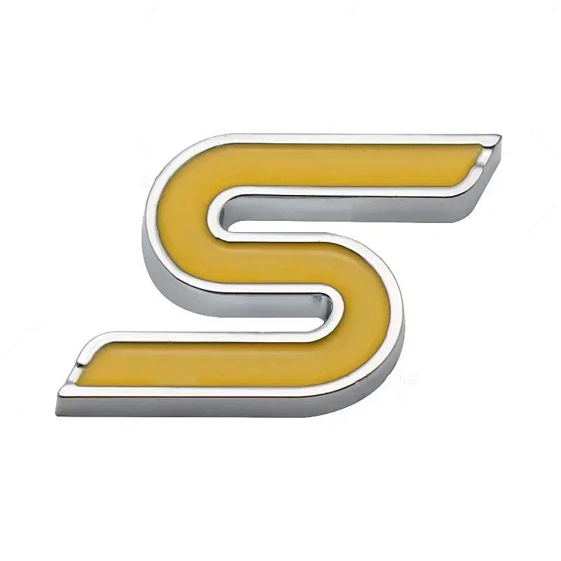 Hkwmg3 3D Metal S Logo Front Grille Emblem Badge Car Rear Trunk Stickers For Ford Focus Fiesta Escape Ecosport Kuga Mondeo Accessories
