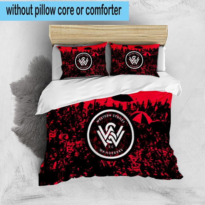 Western Sydney Wanderers Fc 3PCS Print Bedding Set, Includes A Duvet Cover and Two Pillowcases for Bedroom, Dormitory, Suitable for All Seasons