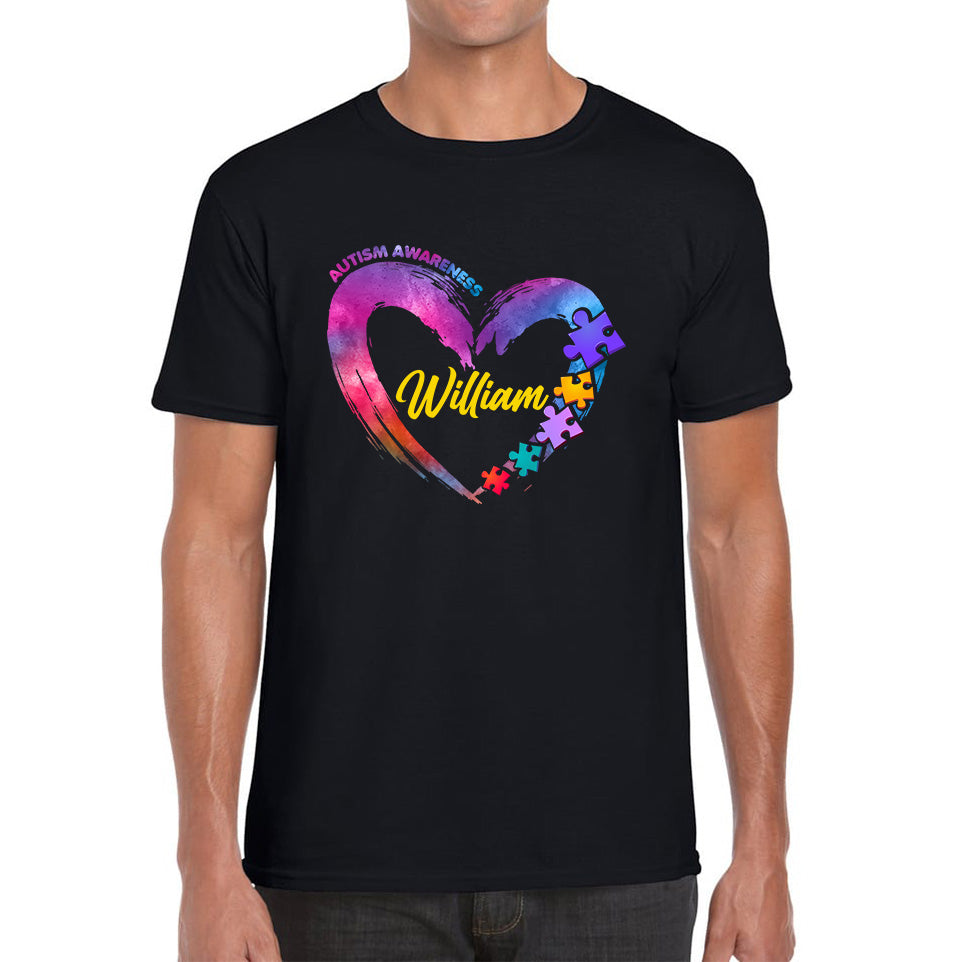 Personalised Autism Awareness Puzzle Pieces Your Name Autism Support Autistic Pride Autism Warrior Mens Tee Top S
