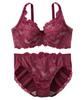 Nissen Full Cup Bra and Panty Set Floral Elegant Cassis Women's (Large Lace) (Triumph) (n, FULLRE) E110/5L