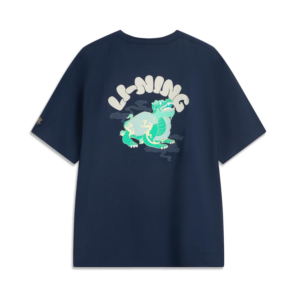 Li Ning x GUGONG,LIANMINGKUAN China Culture Collection T Shirt Men's Midnight Voyage Blue AHSV853-3