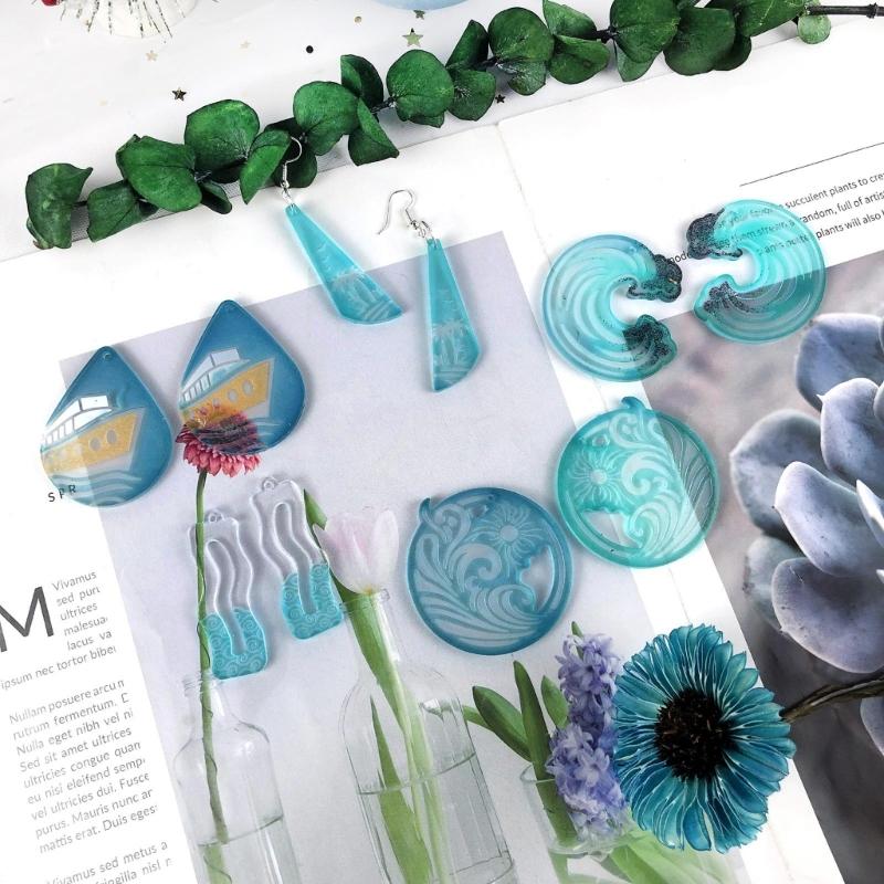 8Pcs Multiple Styles Earrings Silicone Mold Suitable for Epoxy Resin Diy Crafts Ornament Pendant Keychain Jewelry Making