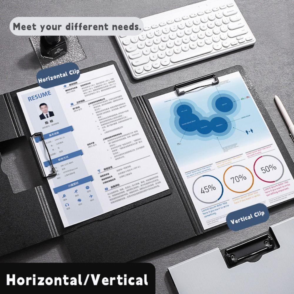 Horizontal/Vertical Clip Clipboard Thickened PP Writing Pad A4 File Folder  Document Management