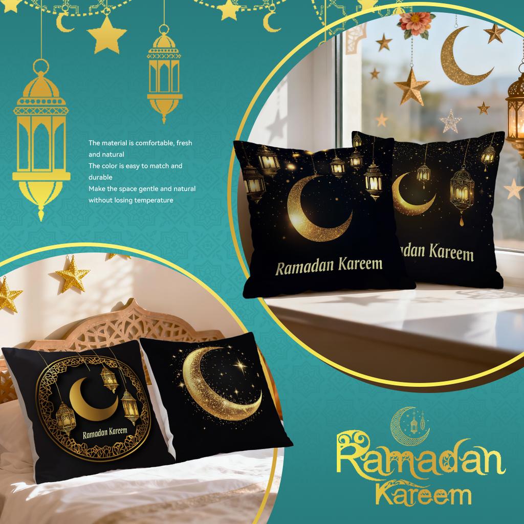 Moon Lantern Ramadan Pillowcase Printed Polyester 40/45/50cm Throw Pillowcover Decorative Sofa Cushion Pillowslip Home Decor