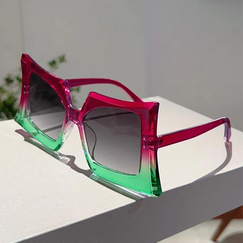 

KAMMPT Oversized Special Shaped Sunglasses Women 2024 New Fashion Multi-color Sun Glasses Trendy Brand Designer Vacation Shades as picture shows