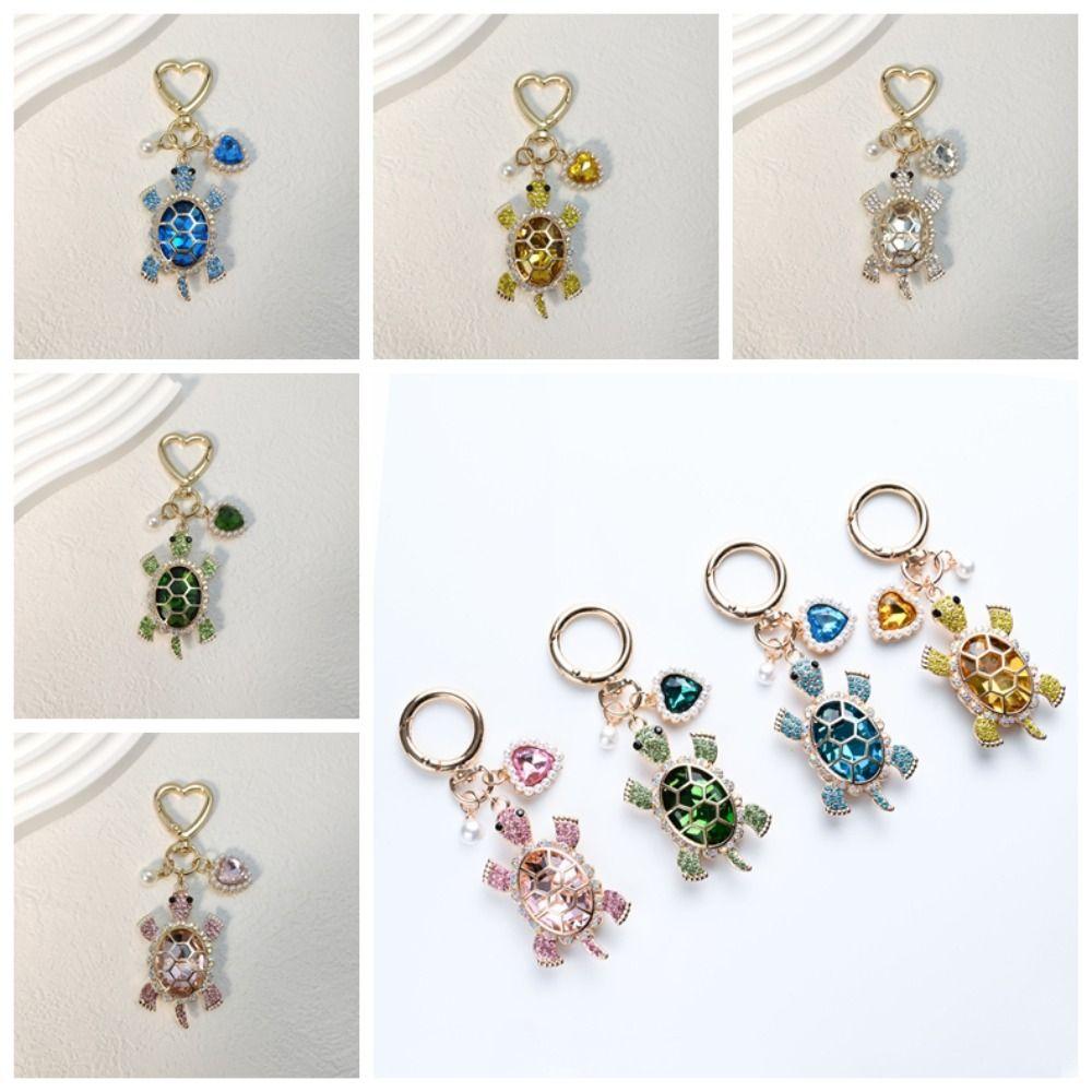 Rhinestone Marine Turtle Pendant Imitation Pearl Ocean Hanging Pendant Turtle Keychain  Bag Pendant