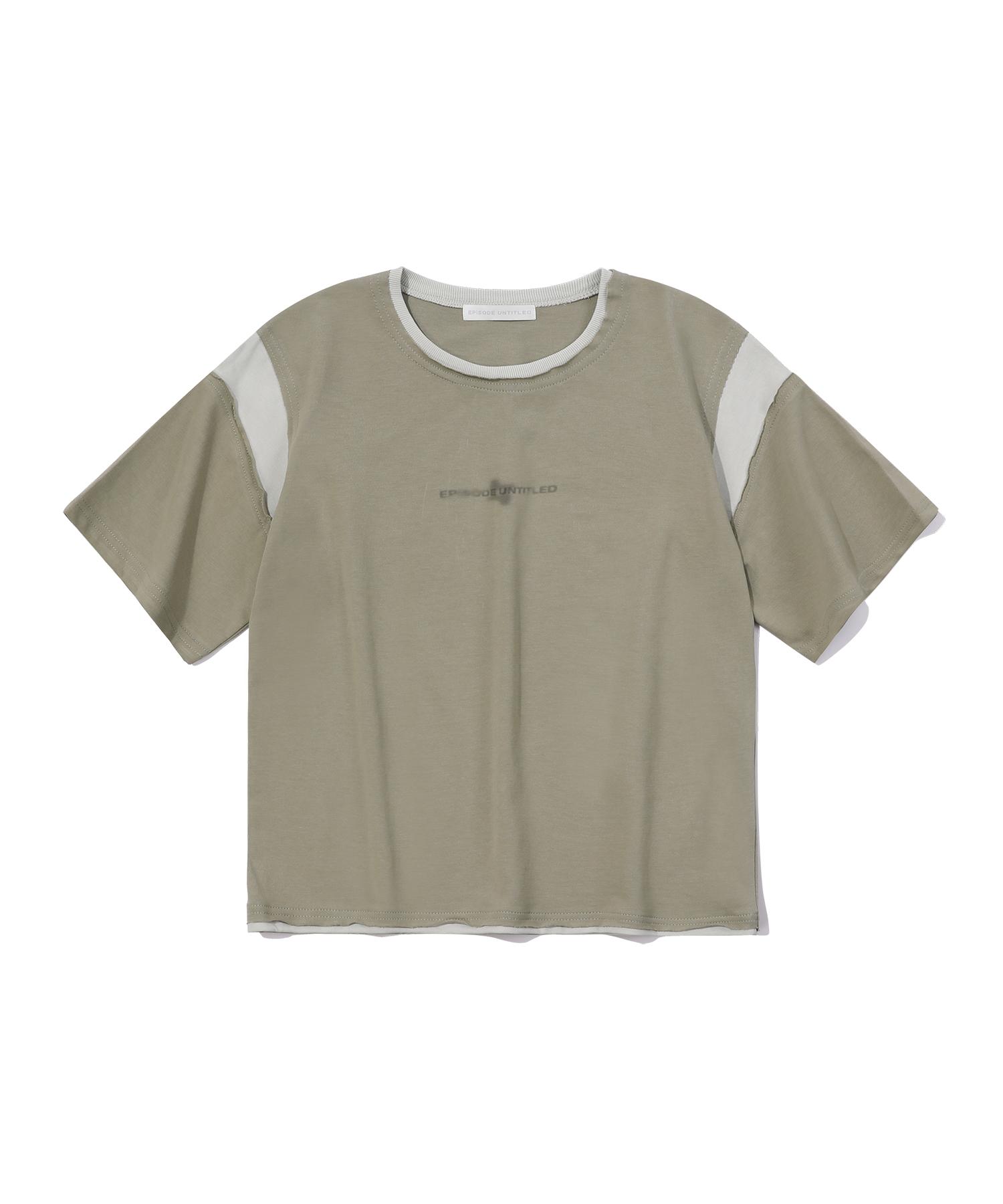 Episode Untitled Crop Match Colors Logo Print T-Shirt_Mint Khaki Mint Khaki/1