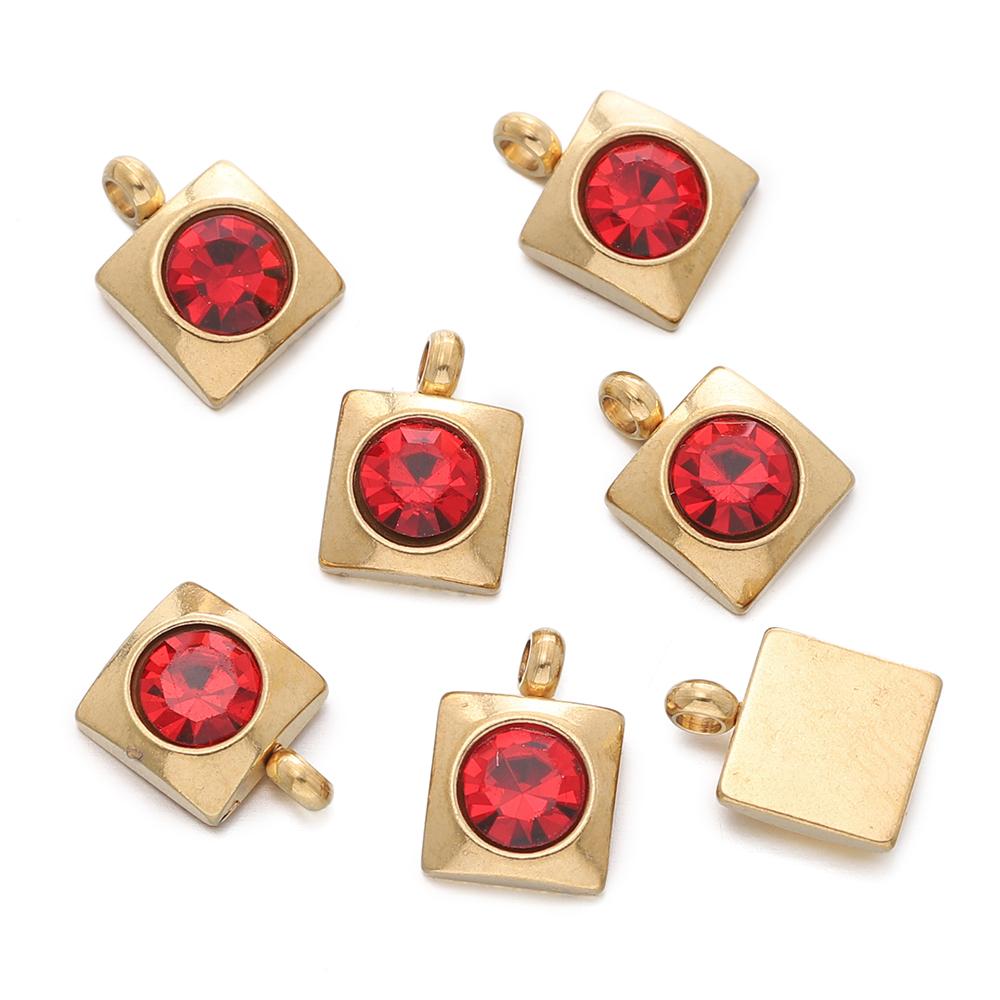 10pcs/Lot Stainless Steel with Crystal Rhinestone Charms Square Shape Pendants for DIY Earrings Necklace Charm Jewelry Making