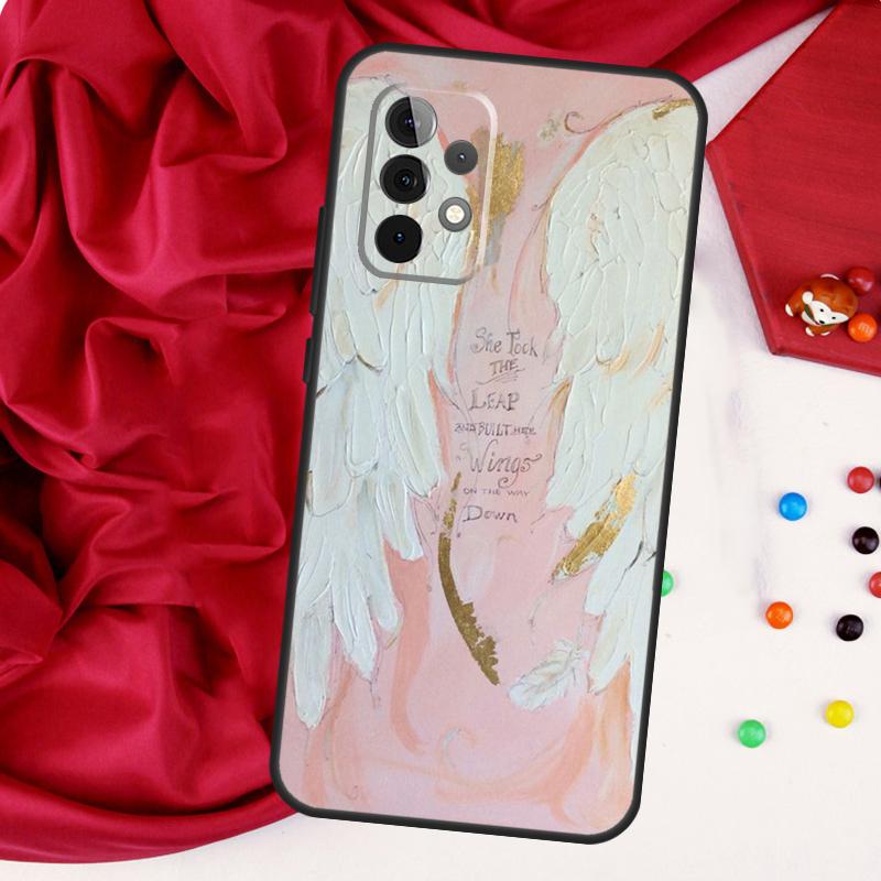 Angel Wings Painting For Samsung Galaxy A56 A36 A26 A16 A05 A06 A22 A32 A52 A54 A34 A14 A55 A15 A53 A33 A35 Case