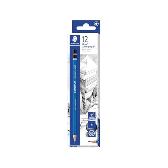 STAEDTLER Pencil H Mars Lumograph Writing Drawing 12 Pieces 100-H*12