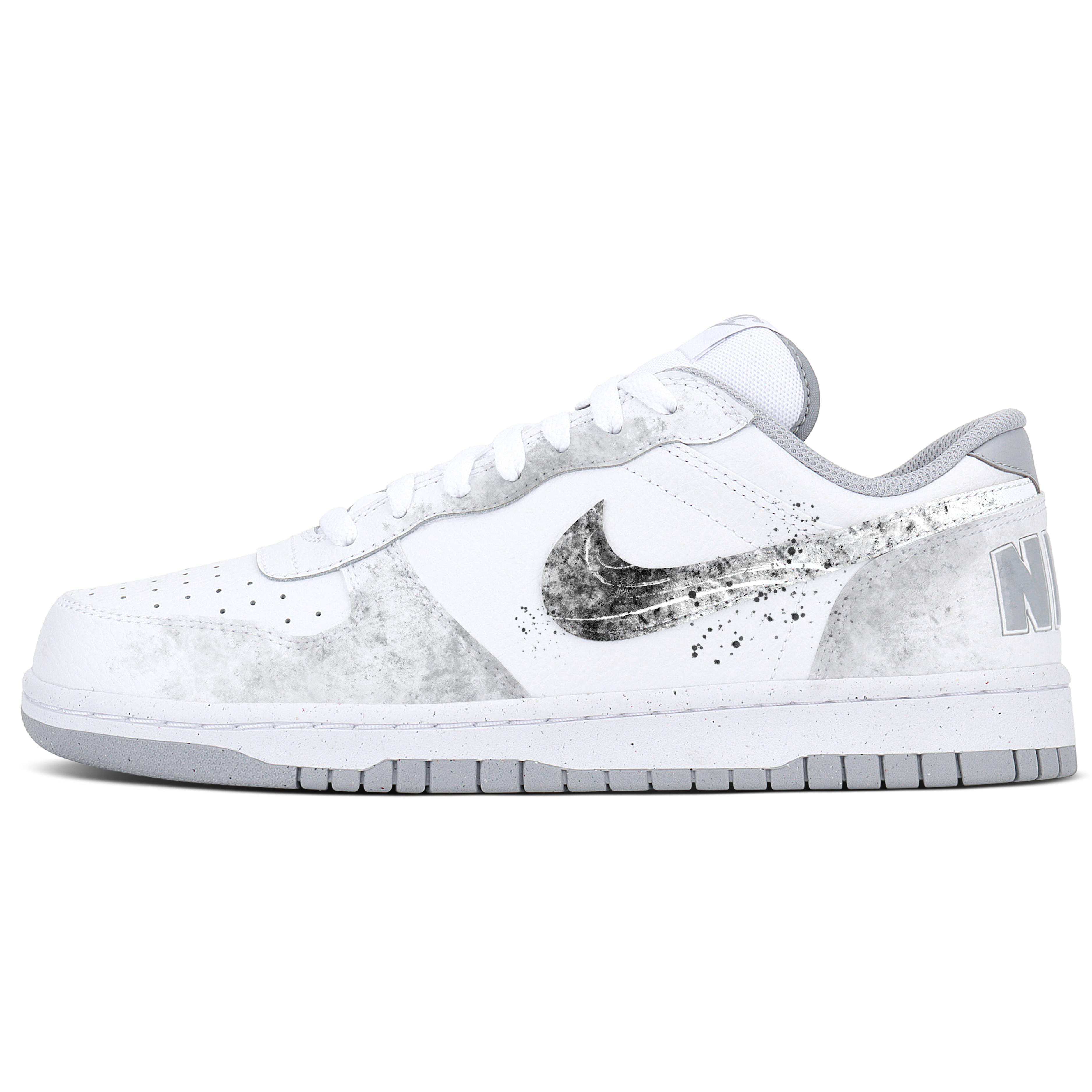 

Nike Big Abrasion Resistant Low top Skateboard Shoes Men s Black White Gray 355152-106() 44.5