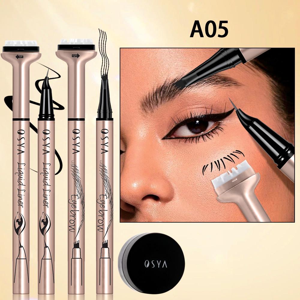 Ekskluzywny zestaw 4 w 1 do pielęgnacji oczu: Eyeliner, Kredka do brwi, Szczoteczka do tuszu do rzęs, Stempel do dolnych rzęs