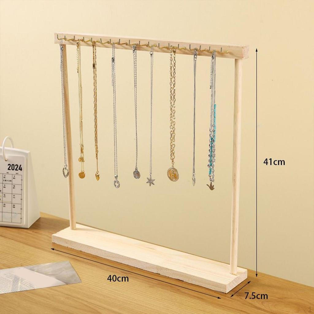 Necklace Display Holder Hanging Hooks Wood Jewelry Organizer Hanger for Shop