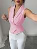 European Striped Sleeveless Tie-Waist Irregular Vest Shirt for Summer 2026