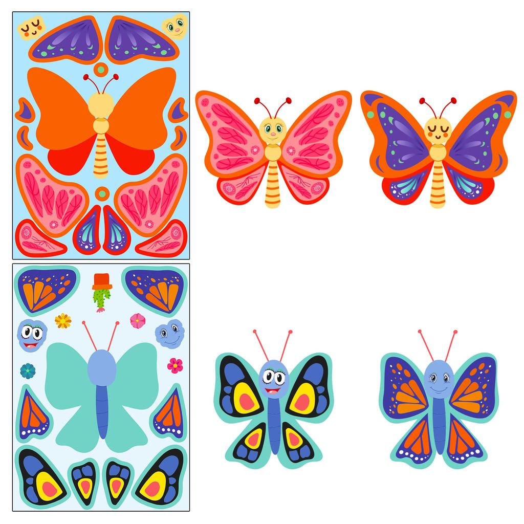 6 Pieces/pack Butterfly Decoration Puzzle Face Change Sticker DIY Art Handcuff Guka Notebook Sticker