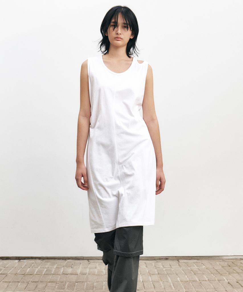 INSILENCE WOMEN Asymmetrical Cotton Dress White