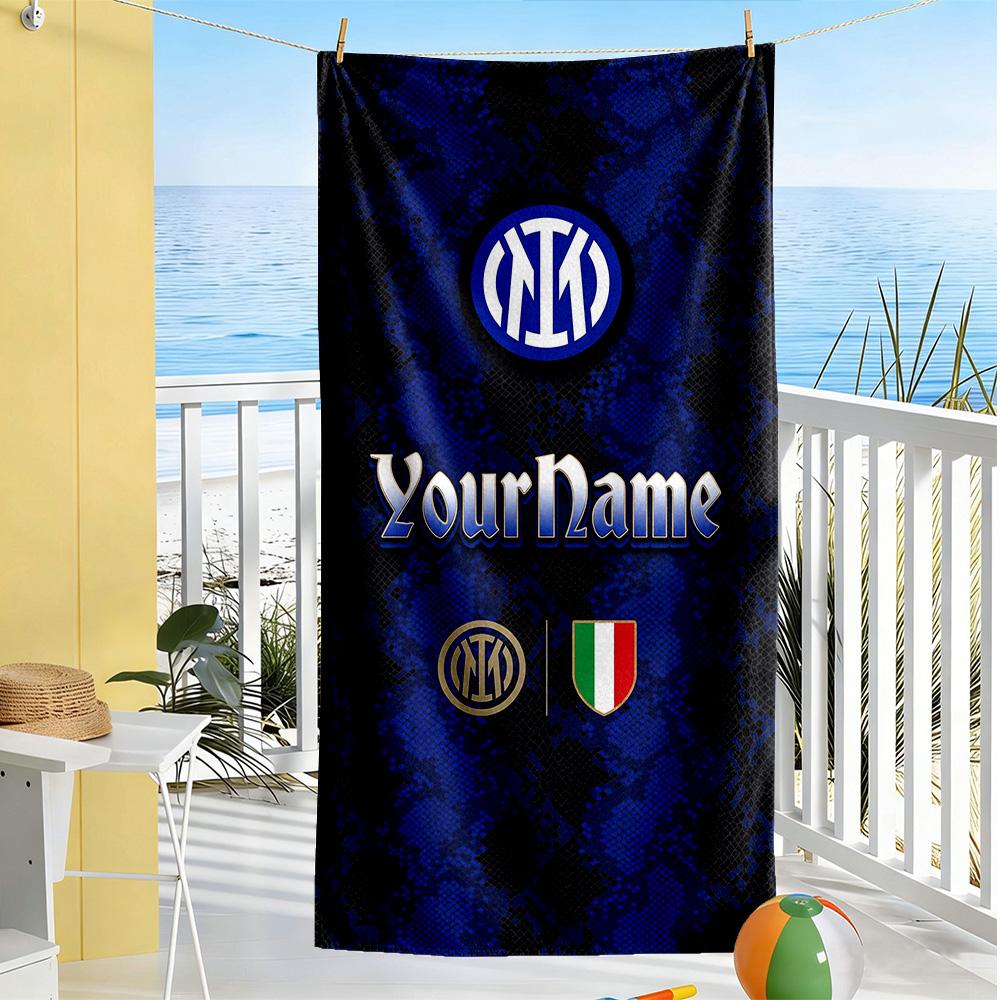 Inter Milan Customizable Name Beach Towel High Absorbency & Quick-Dry