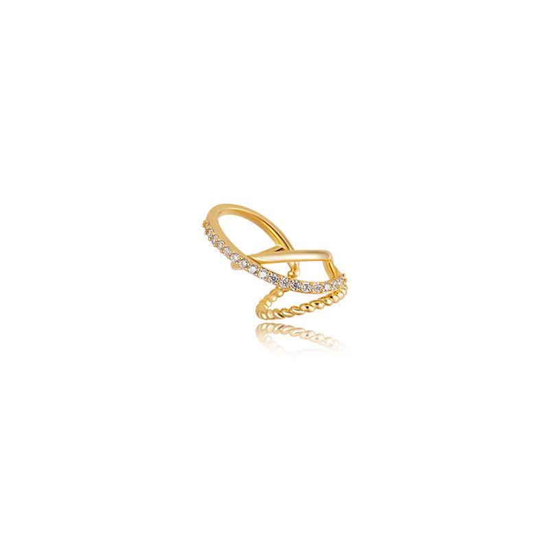 Zircon Multilayer Ear Cuff with Irregular Cross Lines - No Piercing Needed