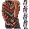 Women's Printed Short Sleeves Round Neck Vintage Short Sleeves Summer Loose Tops Tops Women's Summer T-Shirts