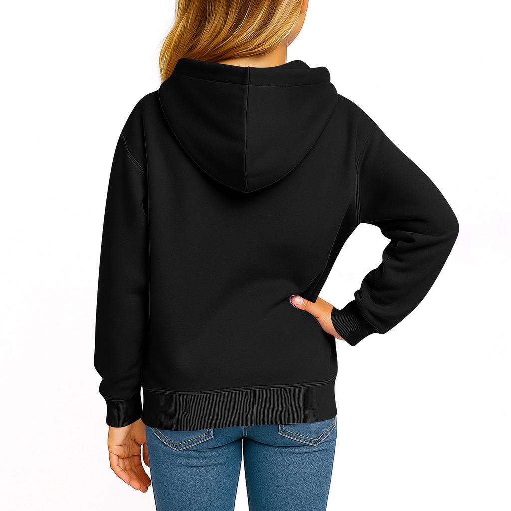 Children's Fashion Color Long Sleeved Hooded Pullover With Pockets Casual Adult Sweatshirt Top