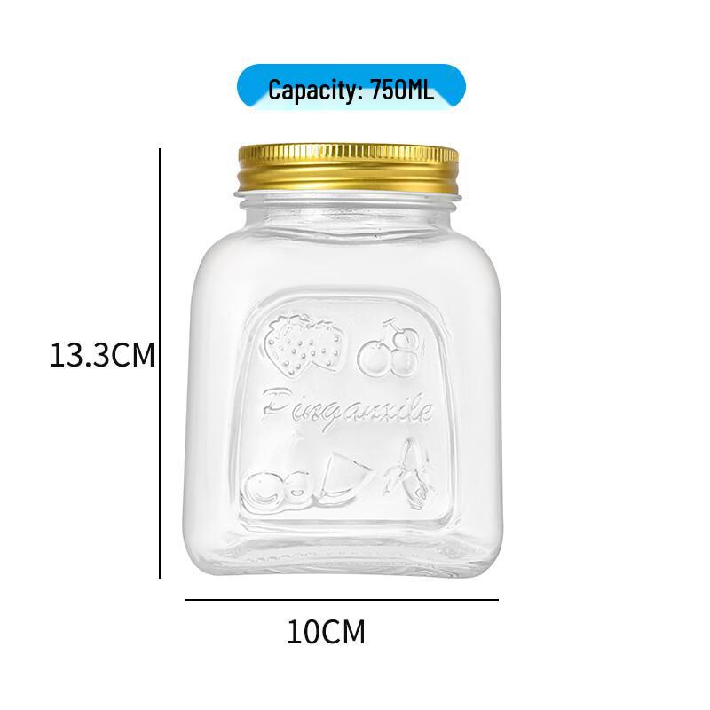 ZISIZ 750ml Sealed Glass Food Storage Jars with Gold Lids