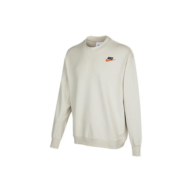 Men s Nike Logo Embroidered Round Neck Sports Pullover Autumn Creamy White DR7834-072 XXL