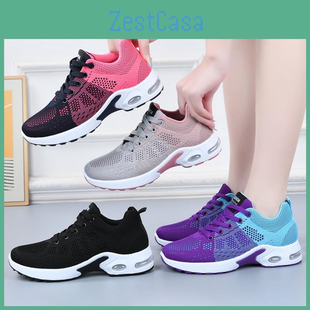 Schuhe Frühling Herbst Damen und Freizeitschuhe Atmungsaktiv Leichte Schuhe Schnürung Luftpolster Sportschuhe