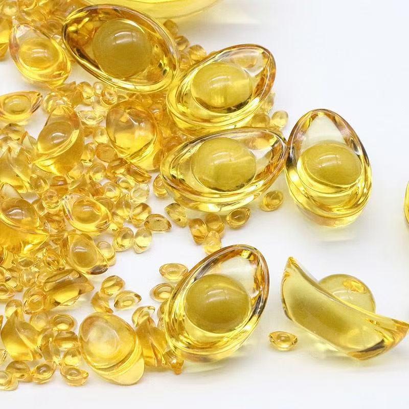 Citrine Glass Gold Ingot Ornament: Wedding Gift & Home Decoration