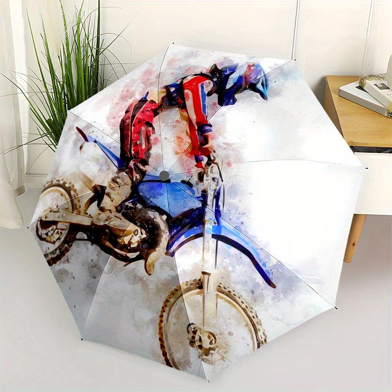 1 Stück Motorrad, Fahrer-Thema, Hochwertiger Regenschirm, Automatisches Öffnen und Schließen, Multifunktionaler Regenschirm G0811134