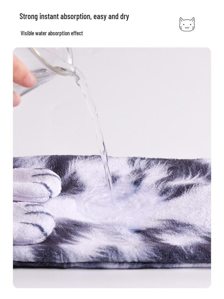 Ultra-Absorbent Cartoon Cat Hand Towel: Double-Layer Microfiber Hanging Cloth