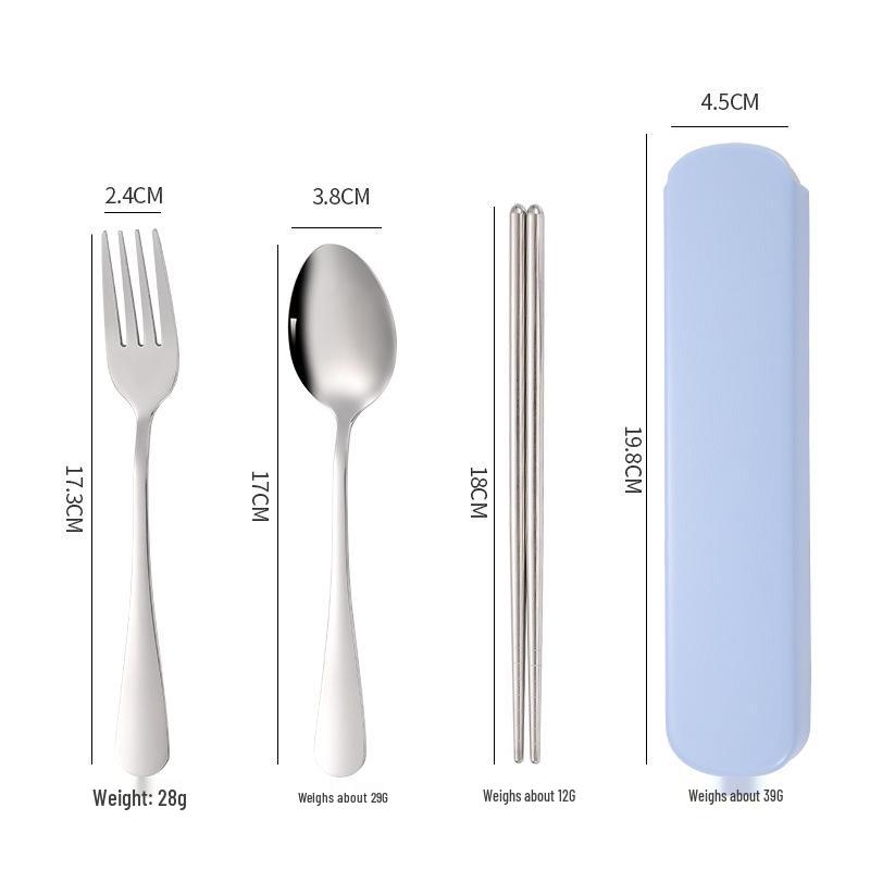 Portable Stainless Steel Cutlery Set: Fork, Spoon & Chopsticks - Ideal for Students & Outdoor Use