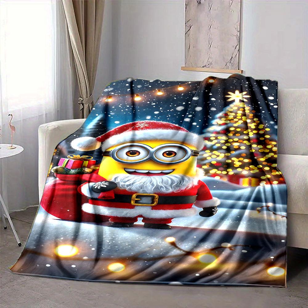 1Pc Christmas Minions Celebration Blanket Soft And Comfortable Casual Warm Camping Travel Christmas Halloween Gift M91753
