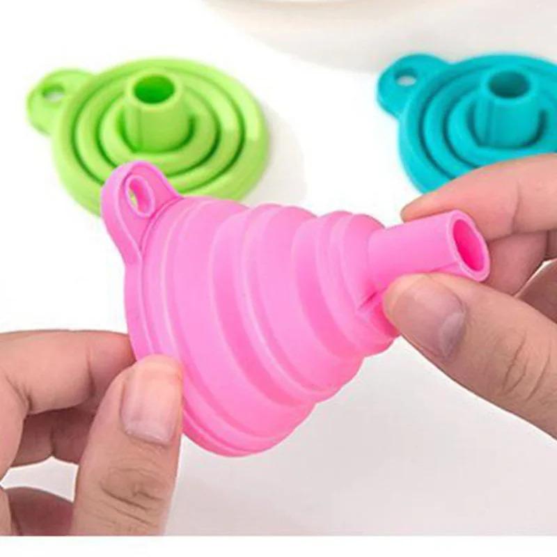 1/2Pcs Portable Funnels Foldable Mini Silicone Collapsible Funnel Folding Oil Pot Funnel Kitchen Tool Liquid Dispensing