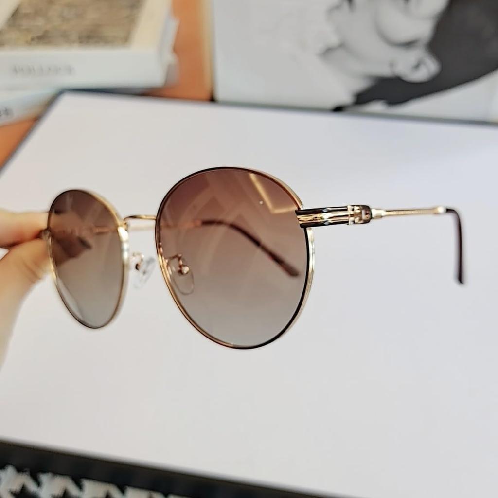 Feisedy Polarized Sunglasses for Men and UV Color Metal Small Mountain B1247 Women, UV400, Protection, Stylish, TAC, Round, Lens, Frame, Face,