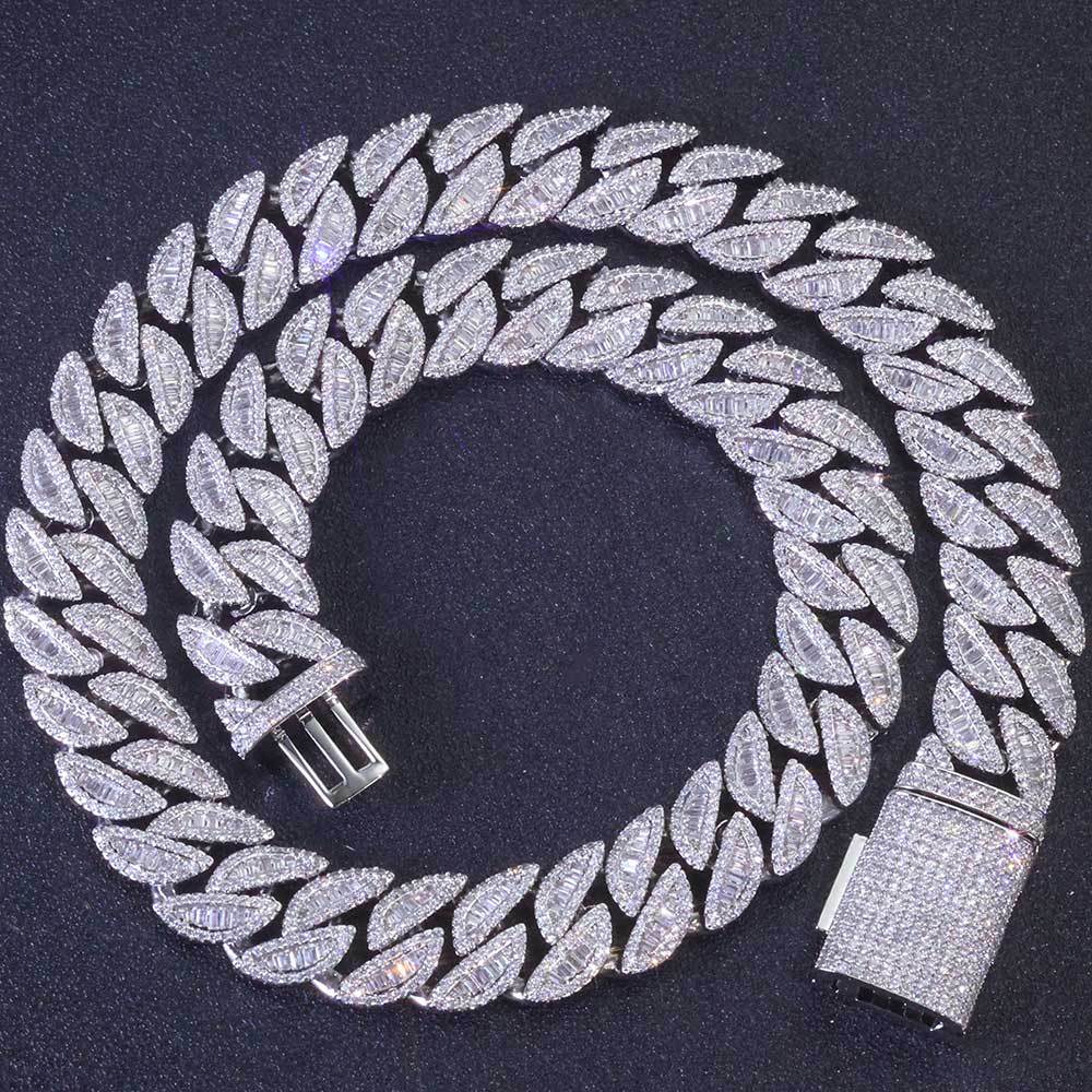 Hip Hop 20mm Mixed Set T-shaped Cubic Zirconia Cuban Chain Hip-hop Jewelry Trendy Necklace