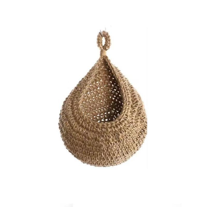 Kitchen Hemp Rope Fruit Basket Hand Woven Cotton Rope Hemp Rope Hook Woven Fruit Net Pocket Storage Net Pocket Storage Mesh Bag