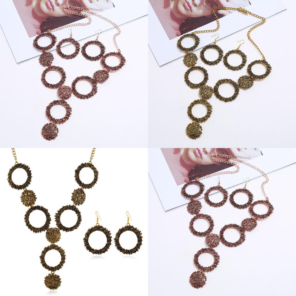 Elegant Alloy Pendant Necklace With Matching Earrings For Vintage Look