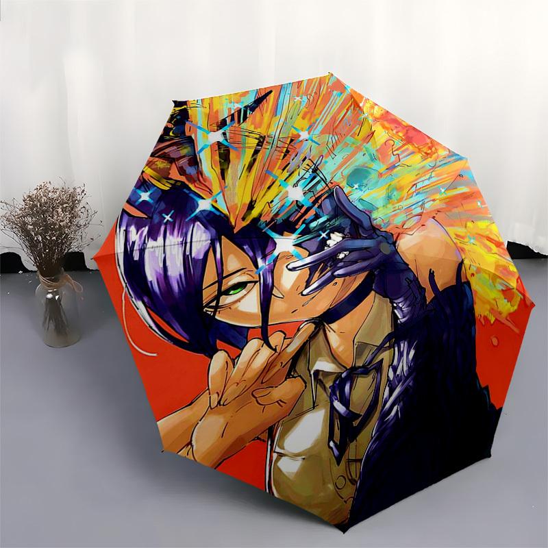 1pc Anime Character Automatic Folding Umbrella with 8 Bone Iron Frame - Portable Tri-Fold Design for Outdoor Use, Perfect Gift for Fans and Travelers.