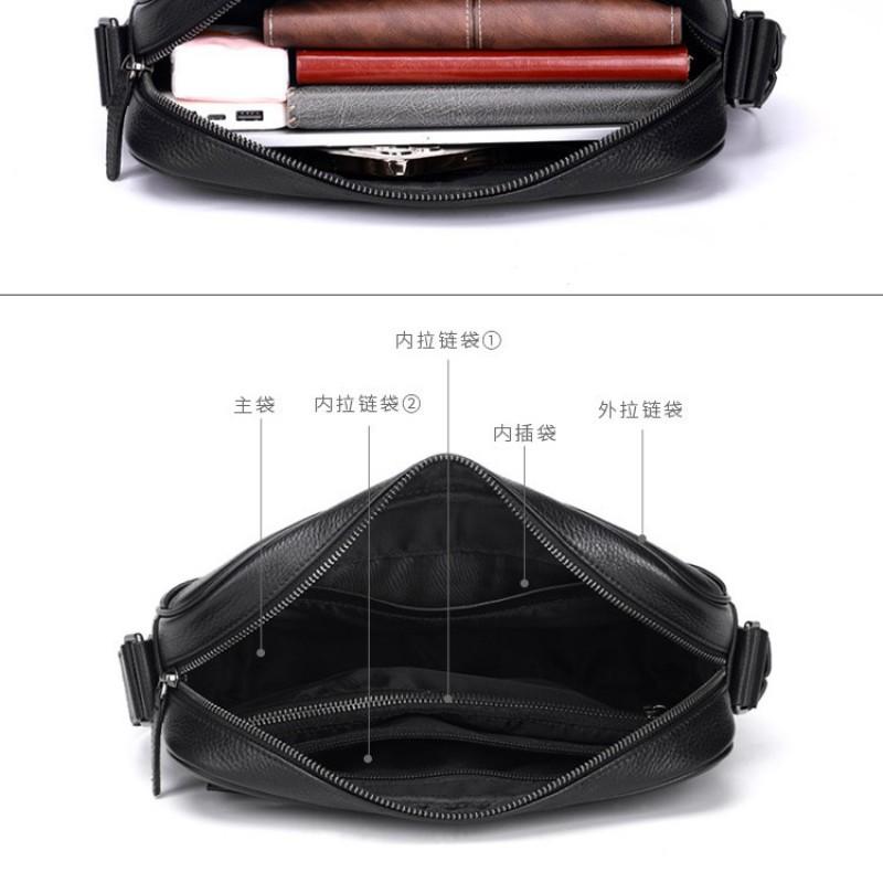 Real Leather Men's Shoulder Crossbody Bag New Business Leisure Commuting Popular Item Top Layer Cowhide Backpack