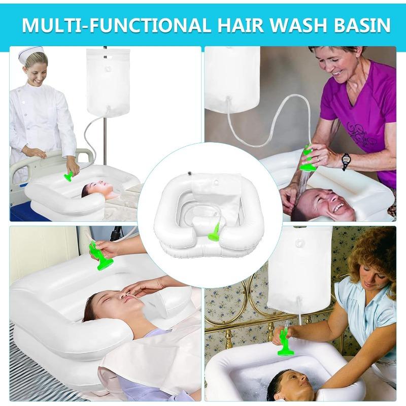 Hair Wash Basin for Bedridden People with Shower Head and Water Bag, Shampoo Basin with 1 m Drain Hose, Hair Washing for Bedridden People