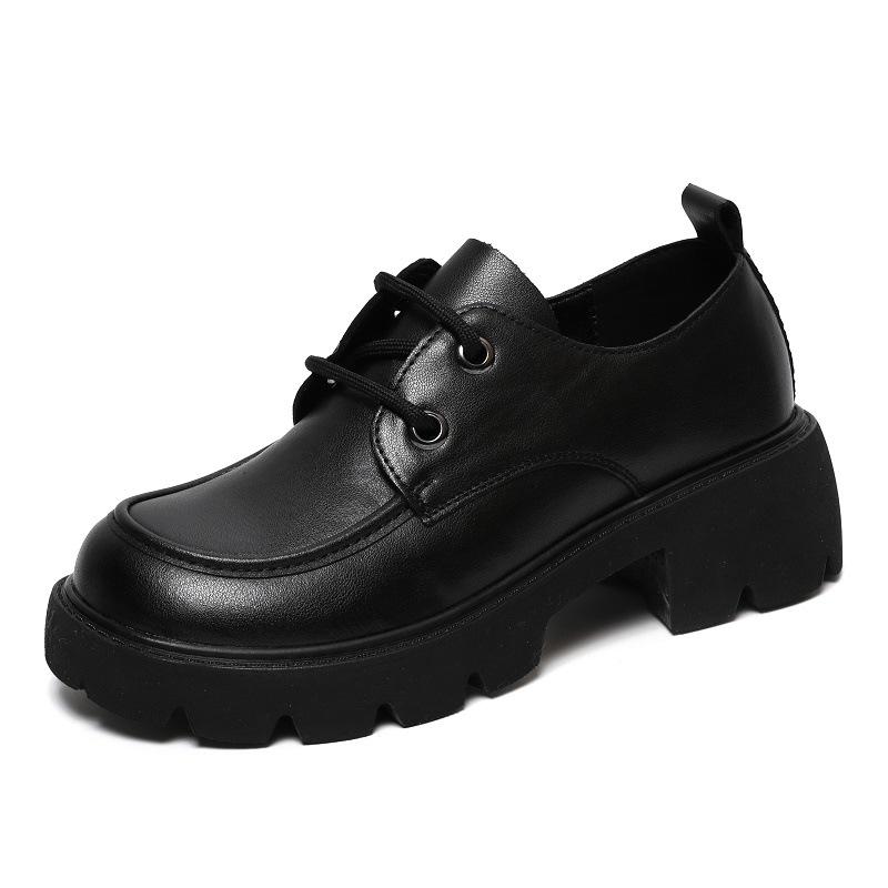 Flat Sole Single Shoes Women's Spring and Autumn Thin  New Vintage Comfortable Leather Casual Women's Shoes Thick Sole Small Leather Shoes