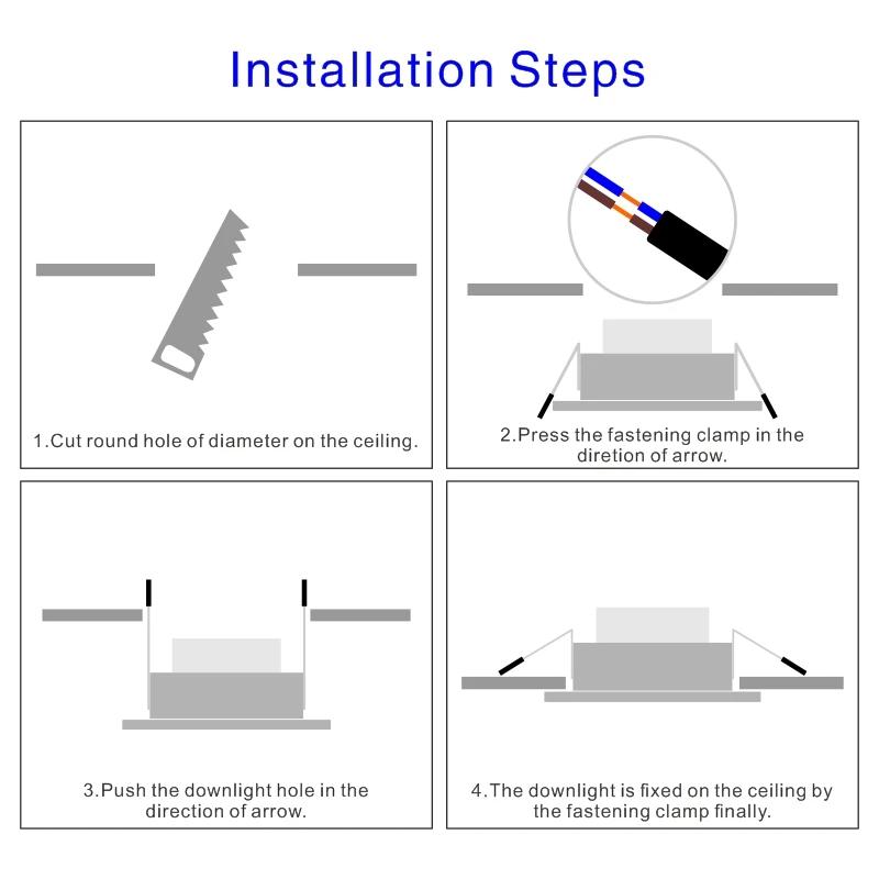 10 stk/parti DC 12V 24V Led Downlight 5W 9W 12W 15W 18W Innfelt taklys 3/4/5 tommer Rundt Panel Down Light Spotlight