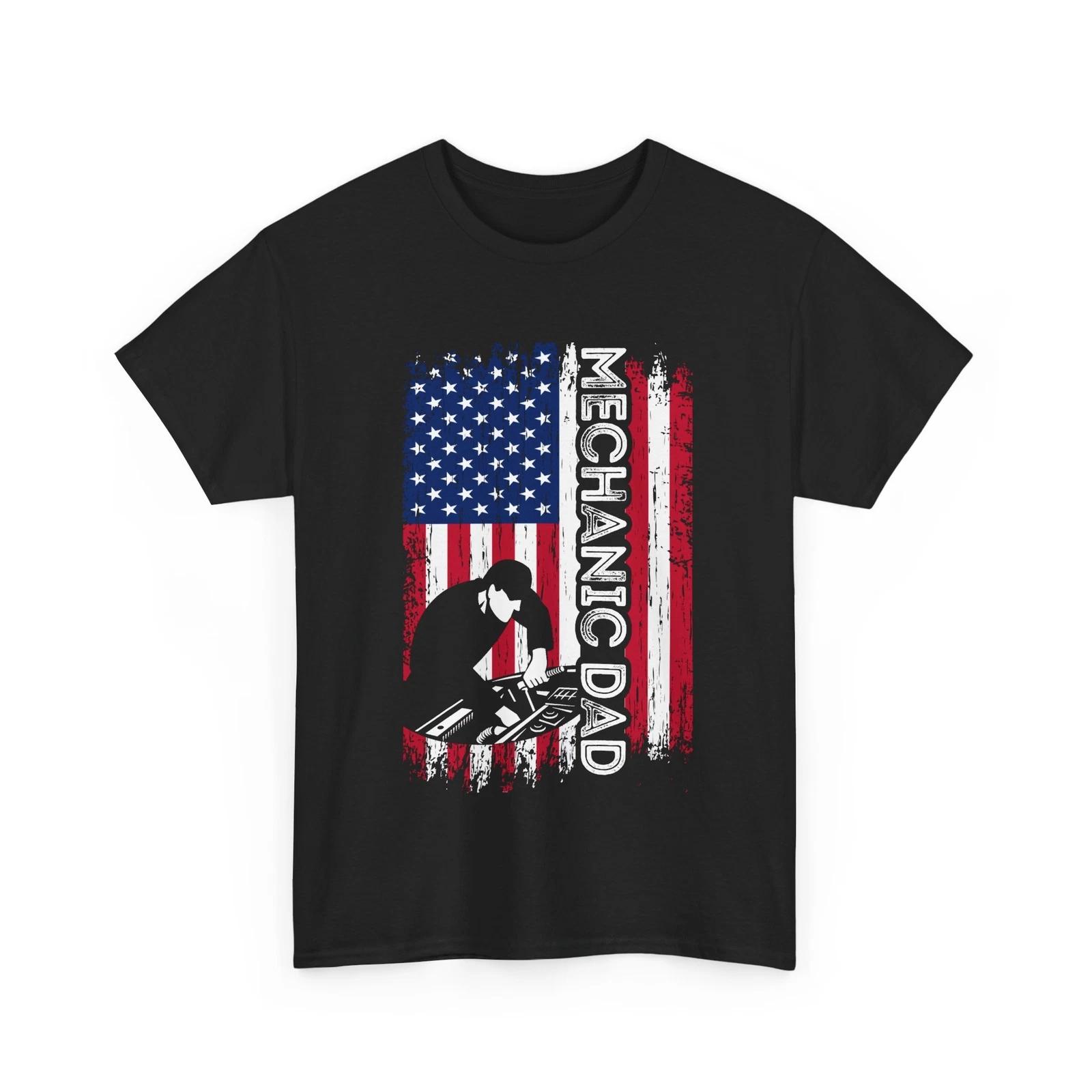 Mechanic Dad American Flag Shirt, Mechanic Lovers Handyman Father s Day Shirt 2XL