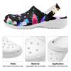 White EVA Clogs with Bright Heart Print, Lightweight Slip On Garden Shoes, Breathable Beach Sandals, Indoor Outdoor Slippers for Men Women