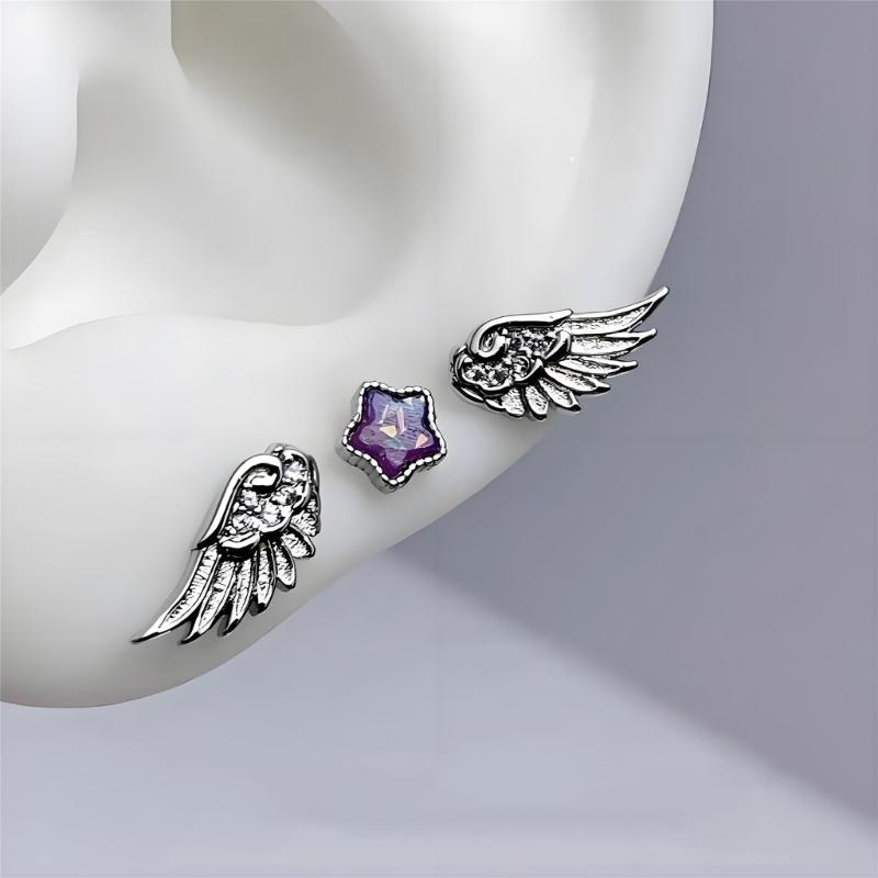 Lightweight Comfortable Star Angel Wing Studs Earrings Stylish Ear Accessories for Daily Wear Travel and Gifting