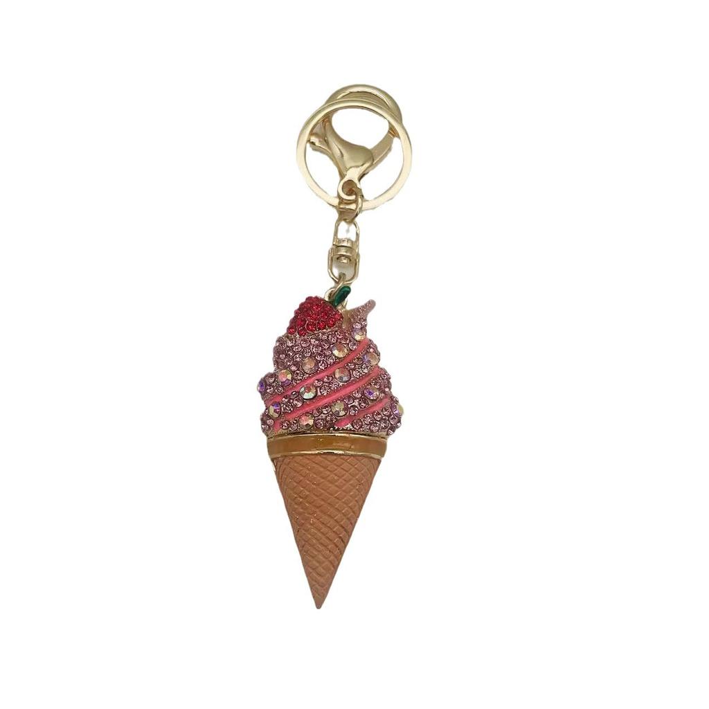 1PC Creative Ice Cream Keychain Fruit Strawberry Car Keychain Female Cute Bag Pendant Decoration Festival Party Souvenir