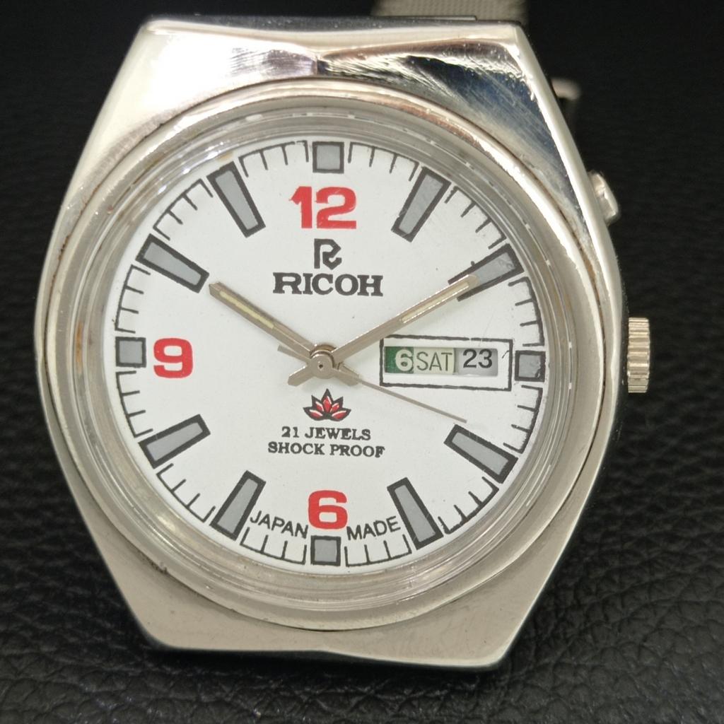 VINTAGE RICOH R31 AUTOMATIC JAPAN MENS WHITE COLOR DIAL WATCH a707675-1